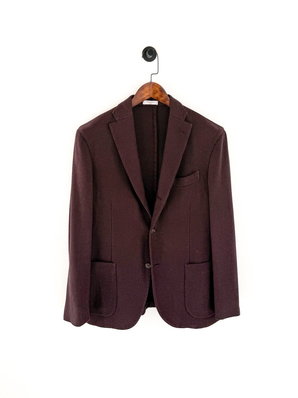 NEW Boglioli K Jacket Textured Blazer Cotton Sport Coat Men's 38R Black Maroon - Picture 4 of 16